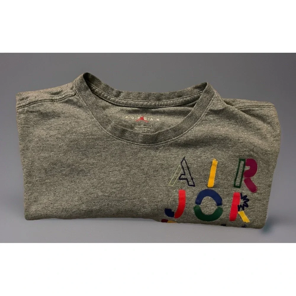 Air Jordan Short Sleeve Graphic T-Shirt The Cradle Logo Gray Colorful Large JBHS